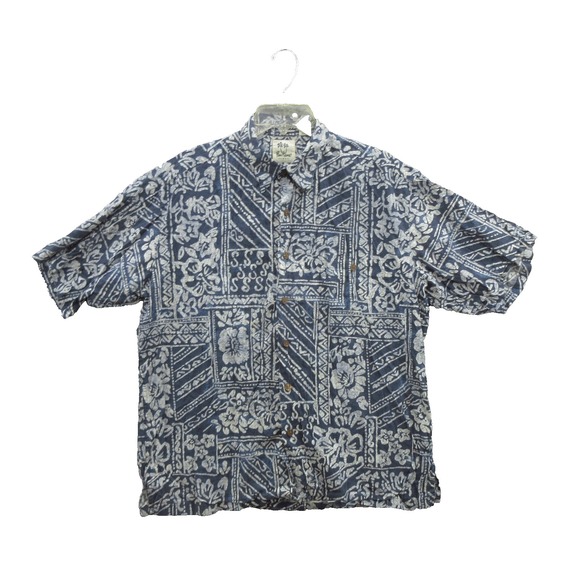 Pau Hana Other - Pau Hana Men Button Up Hawaiian Shirt Size Large Blue Floral Cotton Short Sleeve